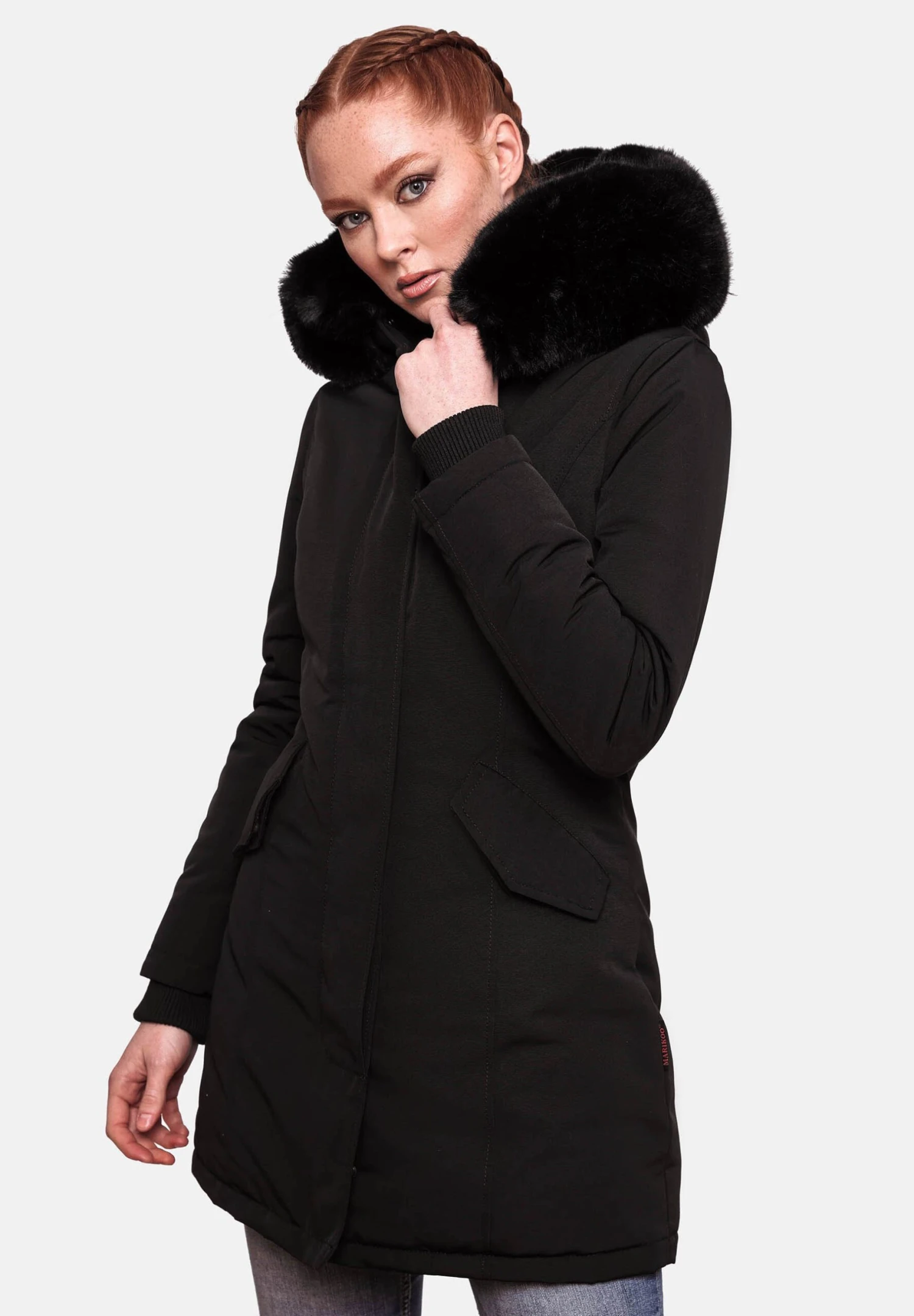 Marikoo Karmaa - Winterjas - Black With Black Fur 1 Marikoo Karmaa - Winterjas - Black With Black Fur