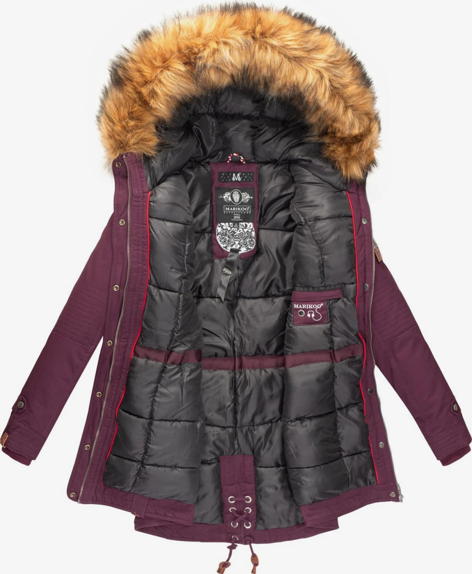 Marikoo Parkas Winterparka Dames Wijnrood 5 Marikoo Parkas Winterparka Dames Wijnrood - Afbeelding 5