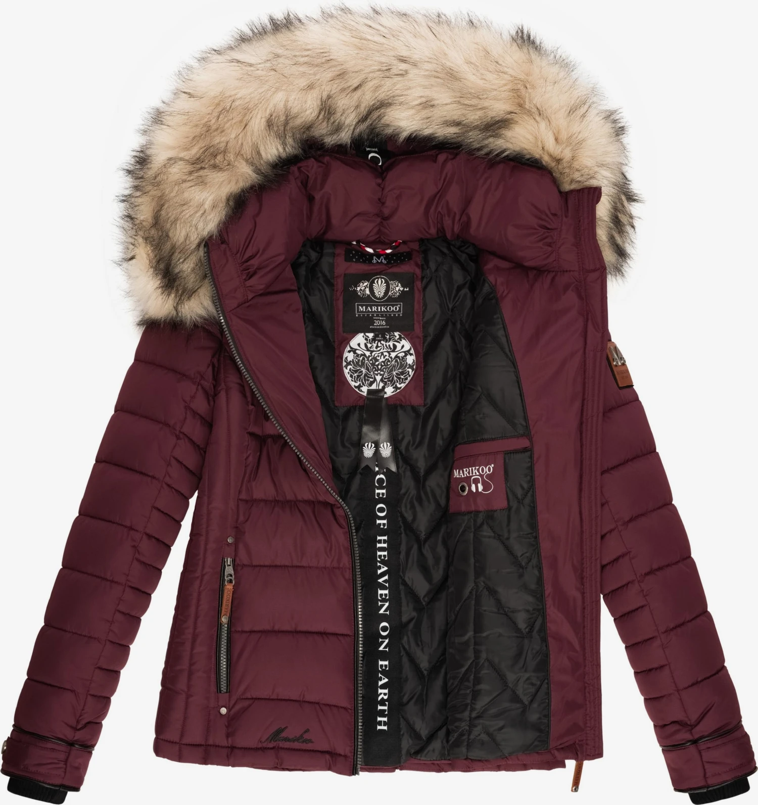 Marikoo Winterjassen Winterjas Lerikaa Dames Bordeaux 5 Marikoo Winterjassen Winterjas Lerikaa Dames Bordeaux - Afbeelding 5