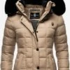 Marikoo Winterjassen Winterjas Qesra Dames Lichtbruin