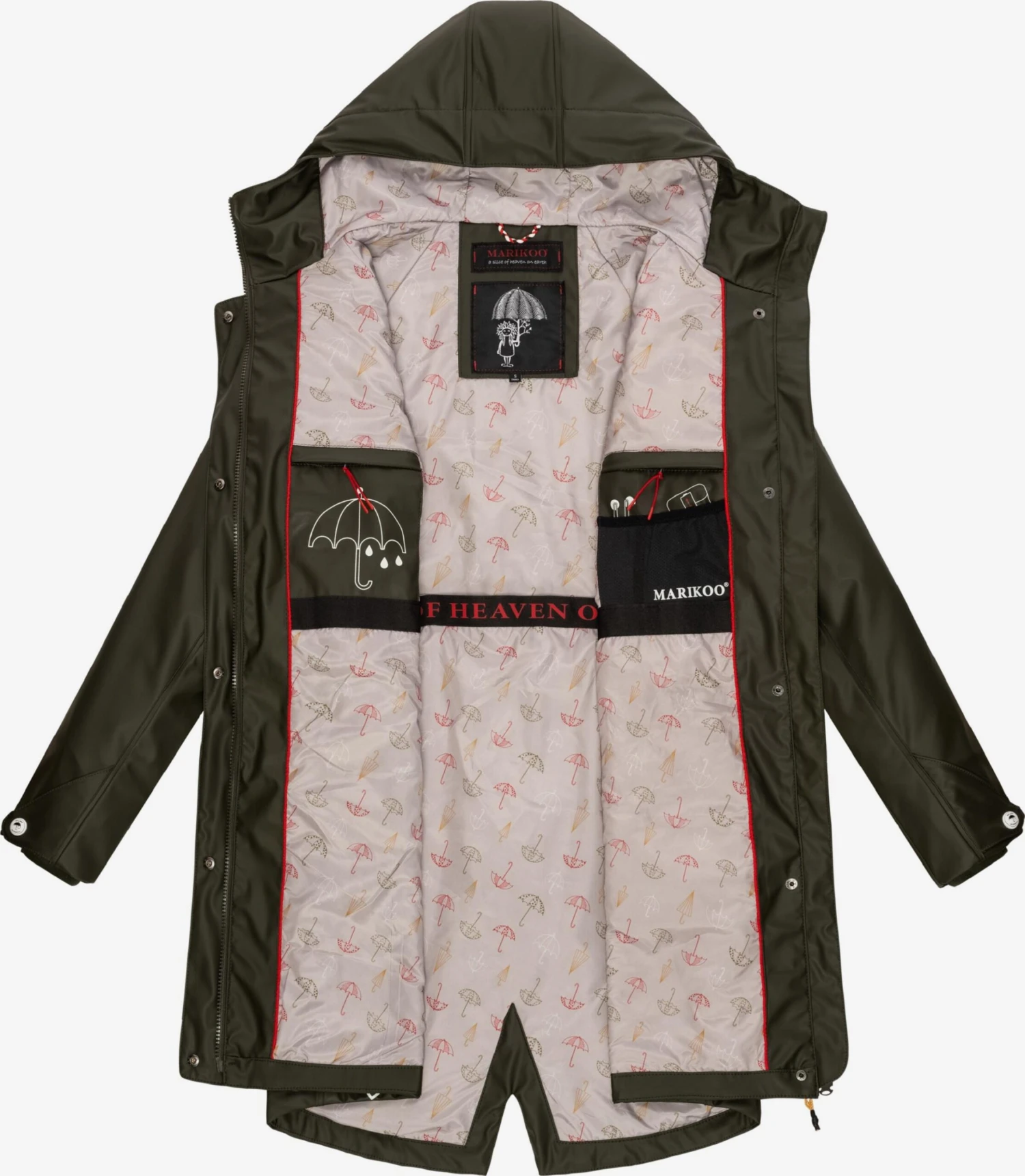 Marikoo Regenmantels Functionele Mantel Dames Olijfgroen 4 Marikoo Regenmantels Functionele Mantel Dames Olijfgroen - Afbeelding 4