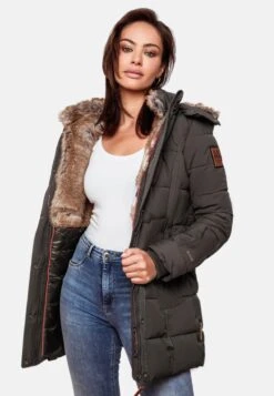 Marikoo Korte Mantels Wintermantel Dames Basaltgrijs -Marikoo Verkoopwinkel ca4c1f35ec738729c2c760ba9746036b