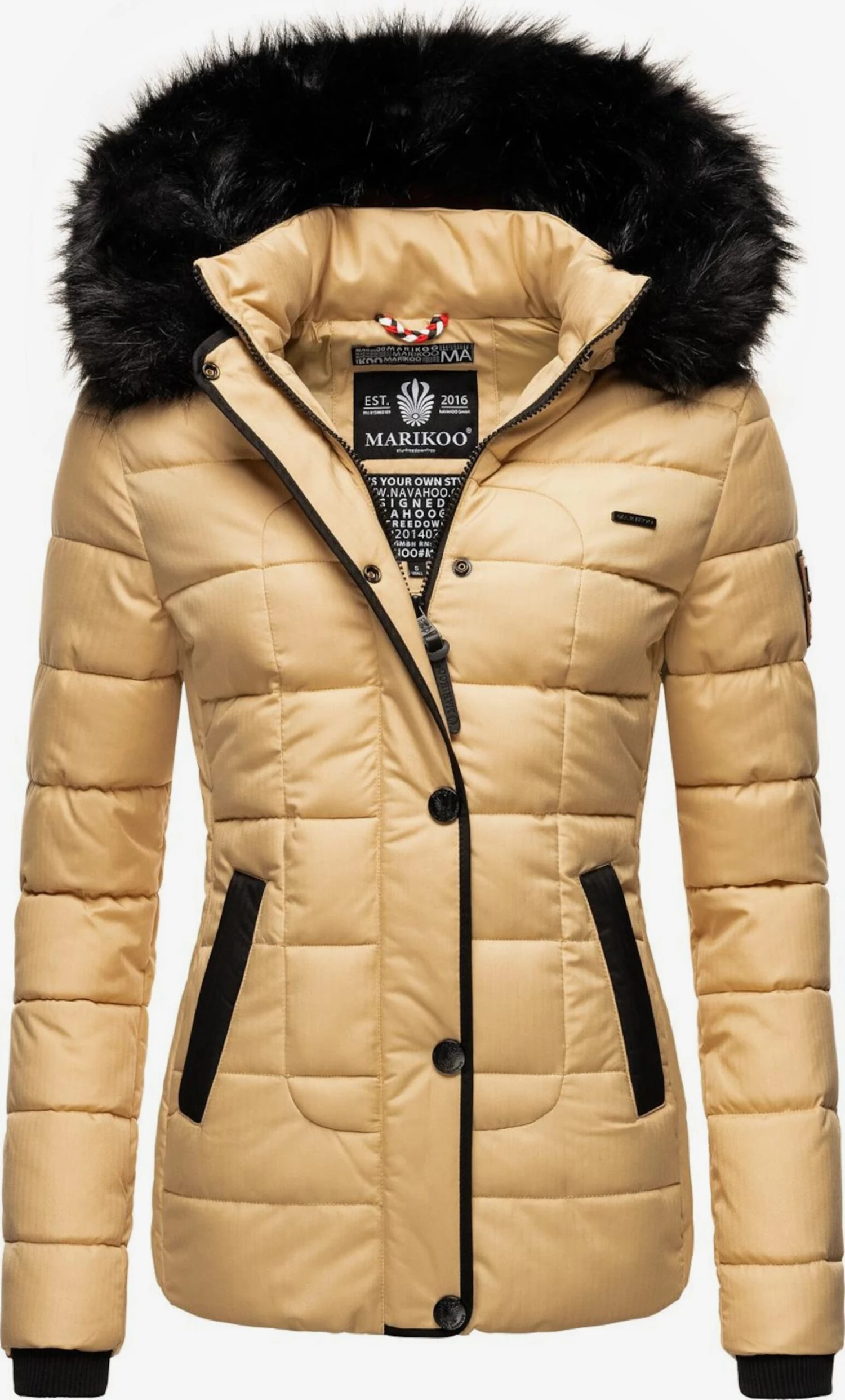 Marikoo Winterjassen Winterjas Unique Dames Beige 1 Marikoo Winterjassen Winterjas Unique Dames Beige