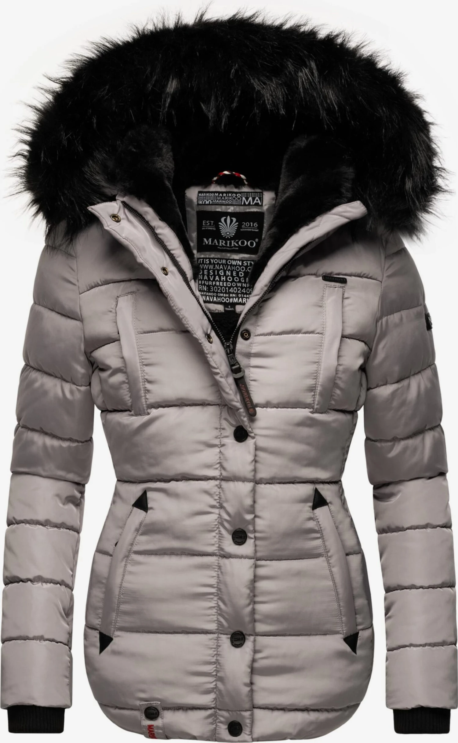 Marikoo Winterjassen Winterjas Lotusblüte Dames Grijs 1 Marikoo Winterjassen Winterjas Lotusblüte Dames Grijs