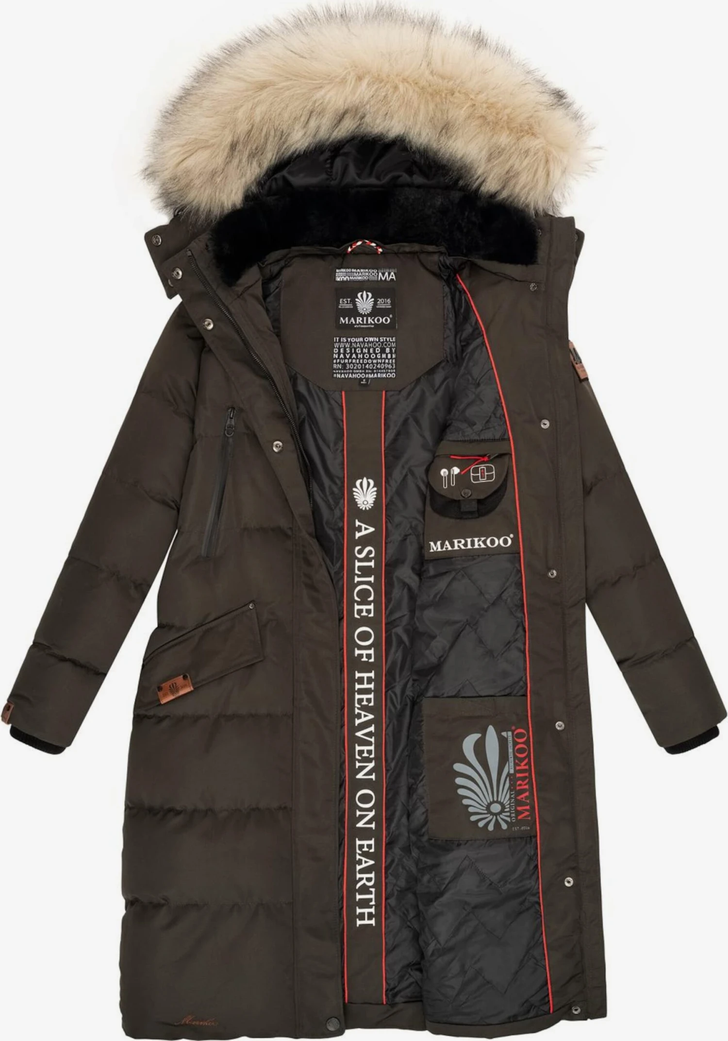 Marikoo Wintermantels Wintermantel Schneesternchen Dames Antraciet 6 Marikoo Wintermantels Wintermantel Schneesternchen Dames Antraciet - Afbeelding 6